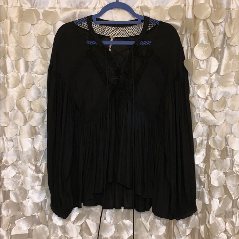 Black tie up blouse